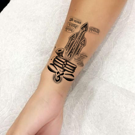 God Shiv Raksha Mantra Temporary Tattoo Waterproof For Boys and Girls Temporary Body Tattoo