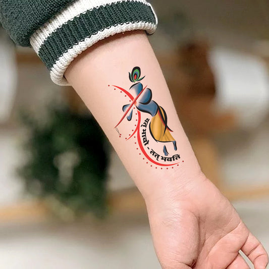 Trible Design God Krishna Mantra Temporary Tattoo Waterproof For Male and Female Temporary Body Tattoo