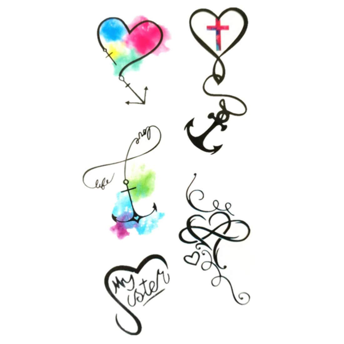 Heart Anchor Tattoo Waterproof Boys and Girls Temporary Body Tattoo - Temporarytattoowala