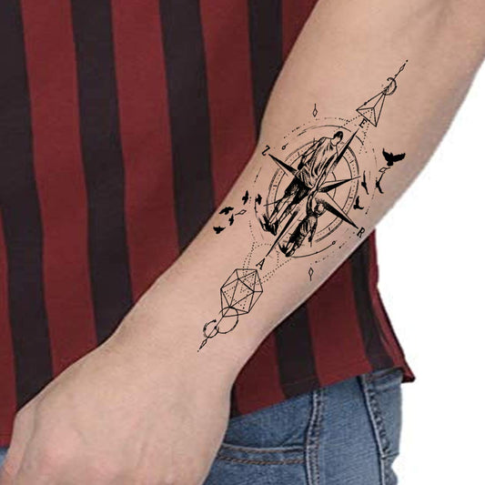 Temporary Tattoowala Compass with Family Men and Women Waterproof Temporary Body Tattoo
