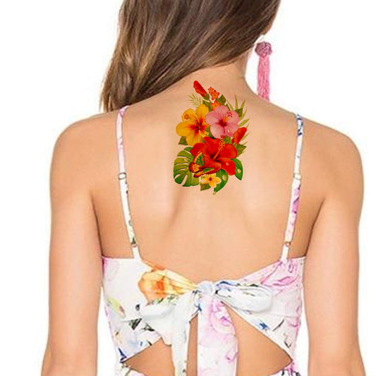 Flower Hibiscus Symbolizes Fame Tattoo Waterproof Male and Female Temporary Body Tatoo - Temporarytattoowala