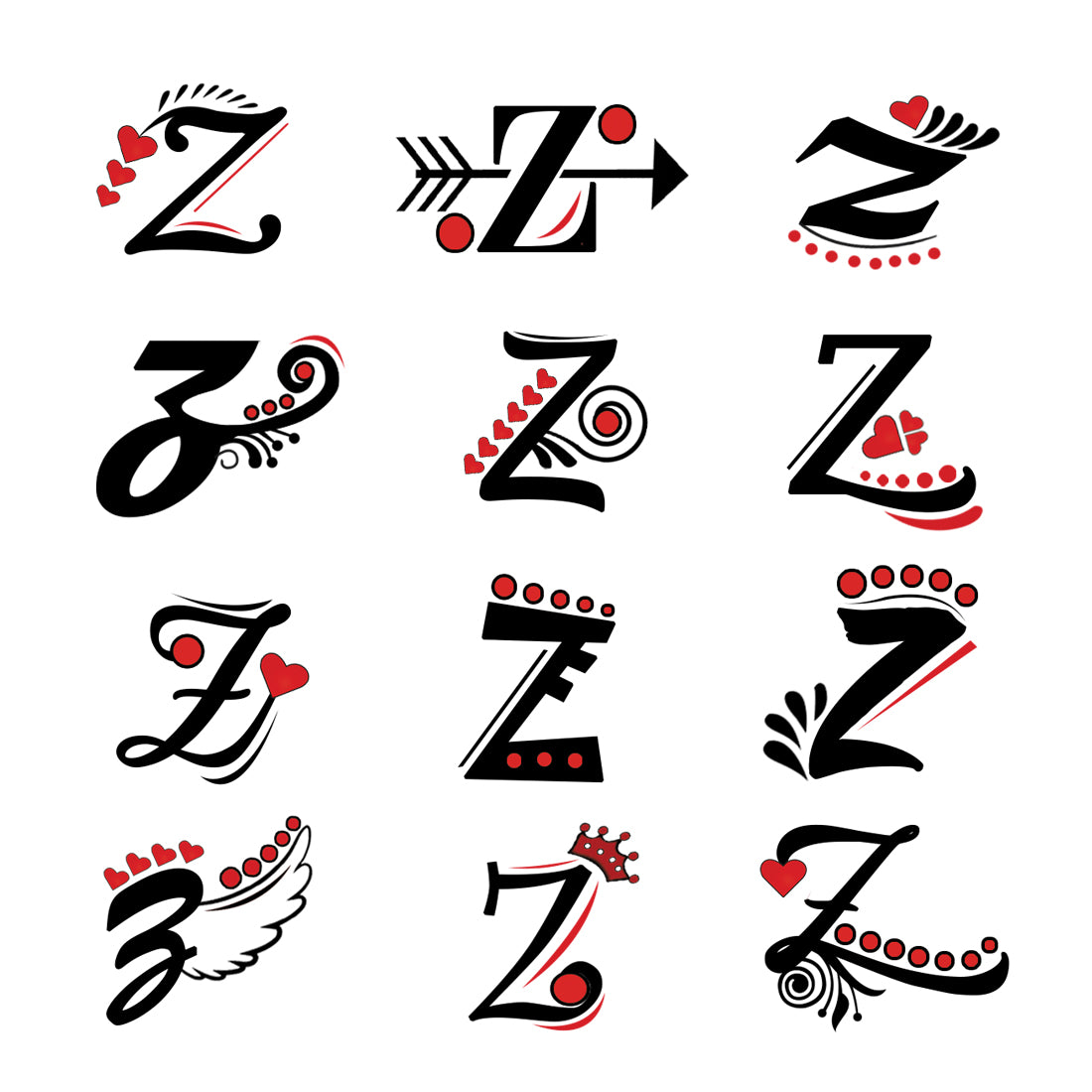 Z Name Alphabet Tattoo Waterproof For Men and Women Temporary Body Tattoo