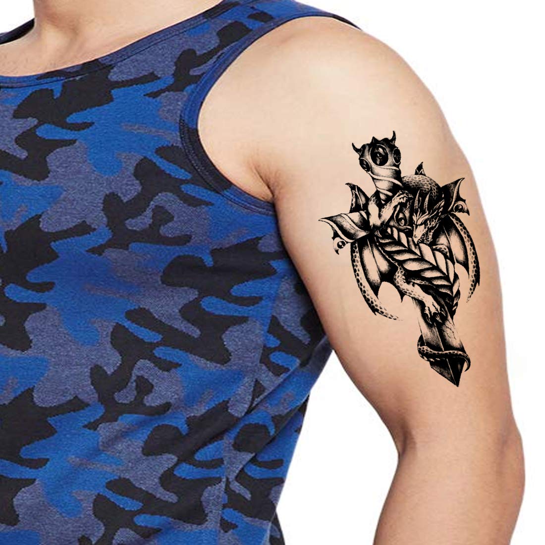 Temporary Tattoowala Dragon and Sword Men and Women Waterproof Temporary Body Tattoo