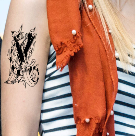 Name X Letter Alphabet Design Temporary Tattoo Waterproof Men and Women Tattoo