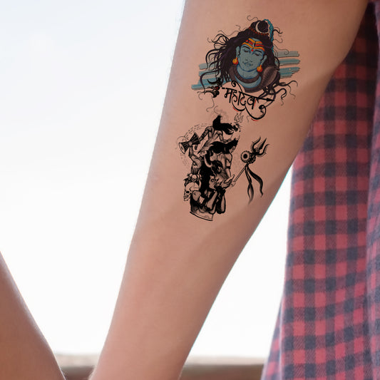 Mahadev with Shiva Tattoo God Sticker Waterproof For Men and Women Temporary Body Tattoo