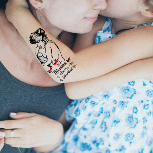 Temporary Tattoowala Mamma is always My Heart (Maa) Men and Women Waterproof Temporary Body Tattoo