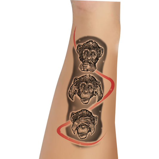No Bad Say and Hear and Seen Monkey Temporary Tattoo Waterproof For Boys and Girls Temporary Body Tattoo