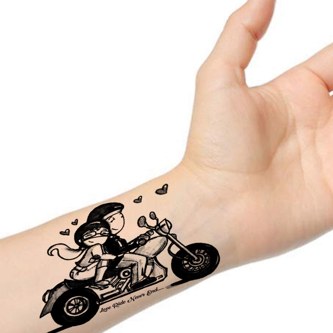Girfriend vs Boyfriend dibujos de parejas en moto Waterproof Temporary Body Tattoo