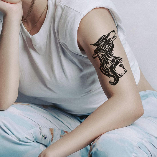 Tribal Lion Eagle Wolf Animal face Temporary waterproof tattoos For Men & Women
