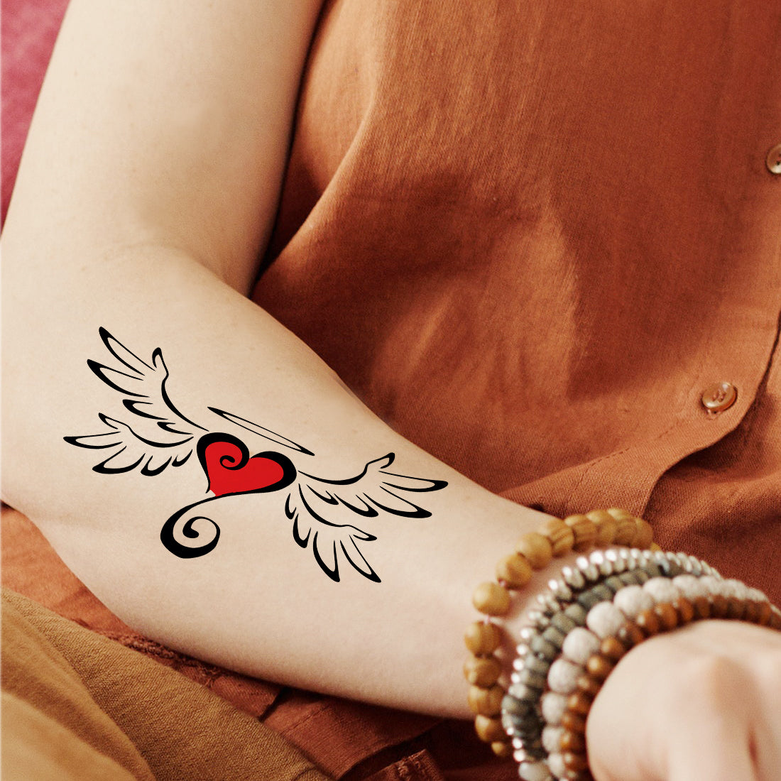 Heart With Wings Tattoo Waterproof For Men and Women Sticker Temporary Body Tattoo
