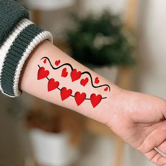 Love Heart with Line Tattoo Sticker Waterproof For Men and Women Temporary Body Tattoo