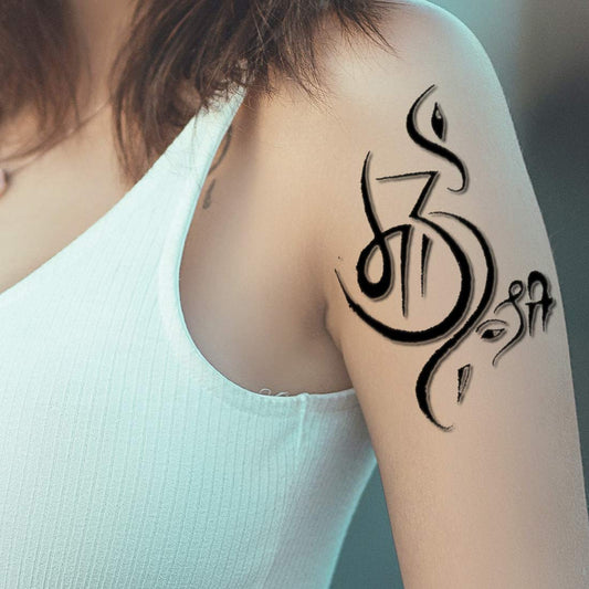 Temporary Tattoowala Maa Om with Ganesh Tattoo Waterproof Men and Women Temporary Body Tattoo…