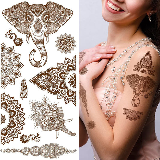 Mehndi Elephant Tattoo Animal Waterproof For Girls Temporary Tattoo