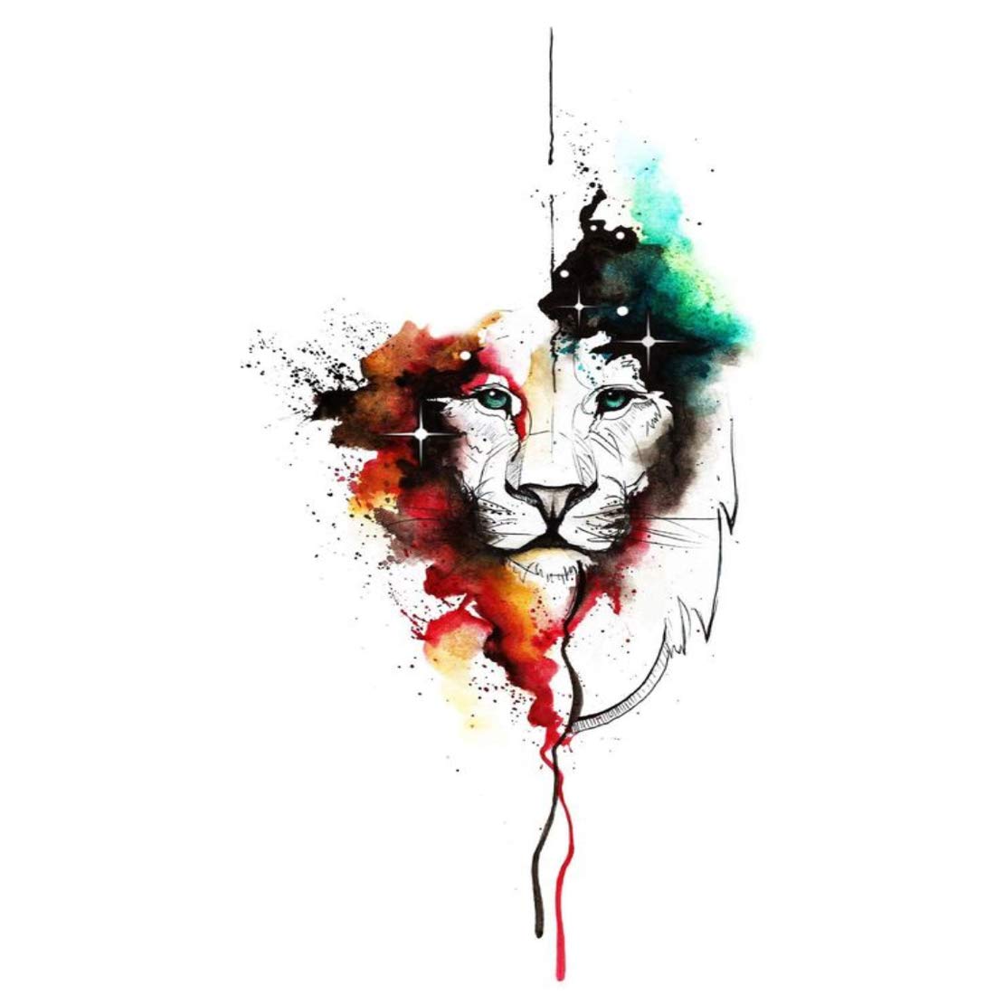 Lion Animals Tattoo Waterproof Male and Female Temporary Body Tattoo - Temporarytattoowala