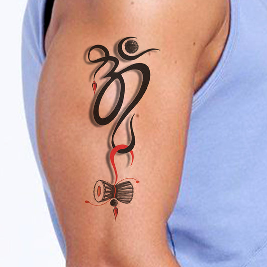Om with Rudraksha and Damru Shiv Gods Waterproof For Boys and Girls Temporary Body Tattoo