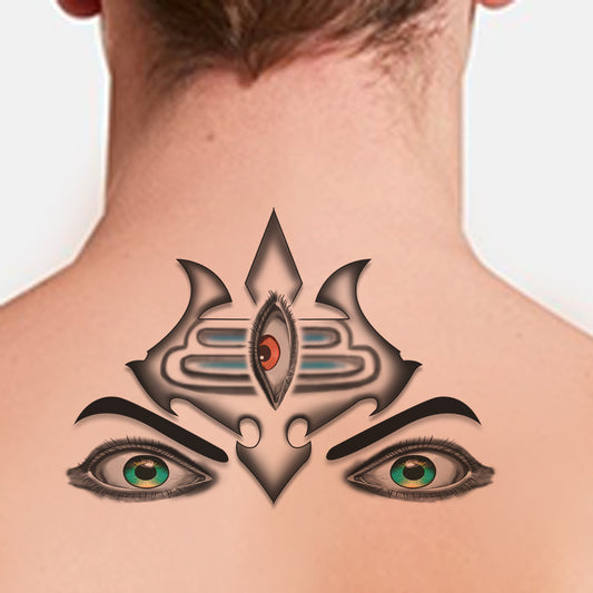God Mahakal Eye and Trishul Temporary Tattoo Waterproof For Male and Female Temporary Body Tattoo