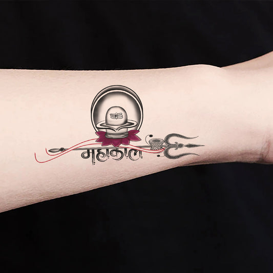 Mahakal Shivling Tattoo Lord Trishul Waterproof For Women Temporary Tattoo