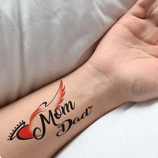 Love Heart Tattoo Mom and Dad Temporary Tattoo Waterproof For Girls