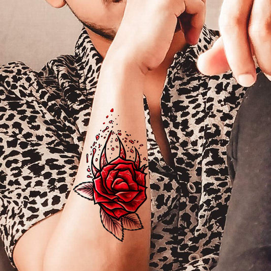 TEMPORARY TATTOOWALA Trash Red Rose Temporary Waterproof Tattoo For Men and Women
