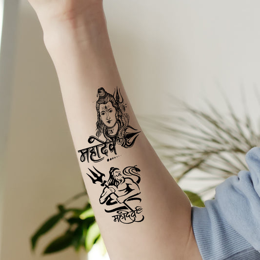 Mahadev God Sticker Temporary For Men Shiv Trishul Sticker Waterproof Body Tattoo
