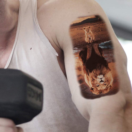 Lion Tattoo Mirror in Water Temporary Body Waterproof Boy and Girl Tattoo - Temporarytattoowala