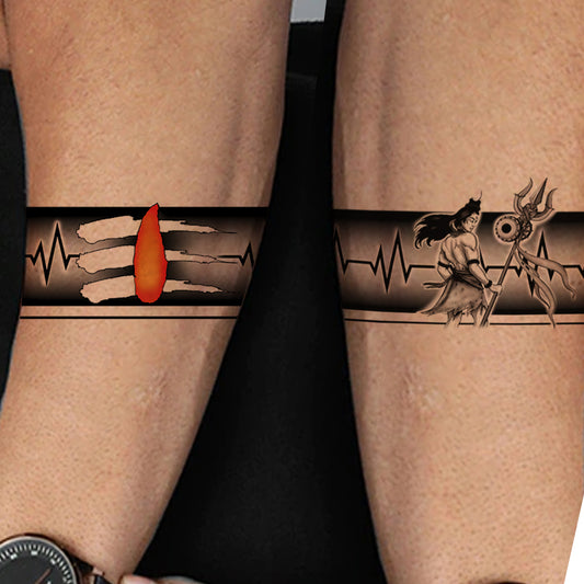 Temporary Tattoowala Lord Shiv Full Hand Band Round Waterproof Temporary Body Tattoo  (Lord Shiv Full Hand Band Round Tattoo
