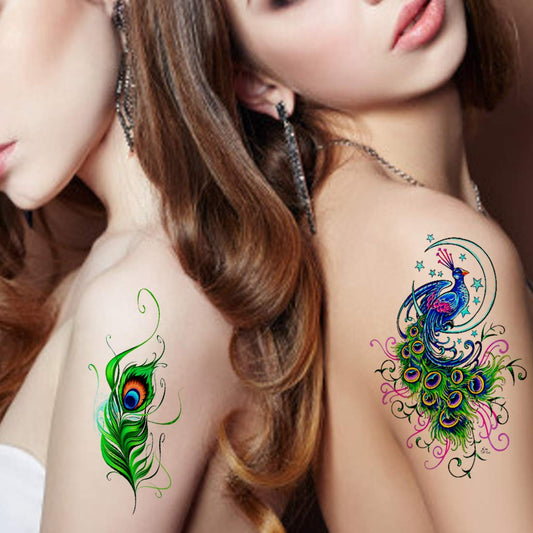 Peacock Feather Temporary Body Tattoo Waterproof For Girls Men Women - Temporarytattoowala