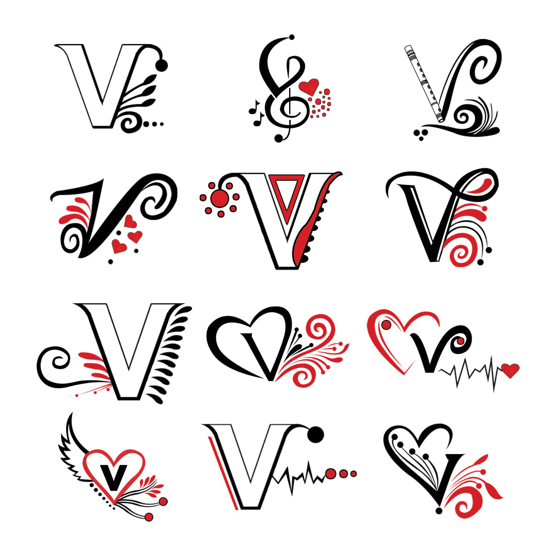 V Name Alphabet Tattoo Waterproof For Men and Women Temporary Body Tattoo