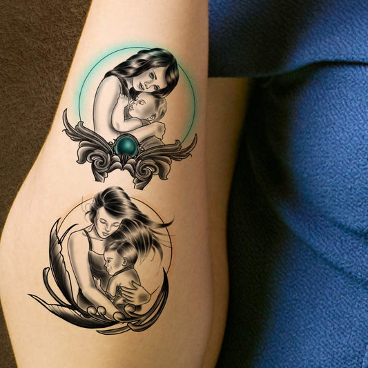 Maa (Mom) Baby Tattoo Design Men Women Waterproof Temporary Body Tattoo