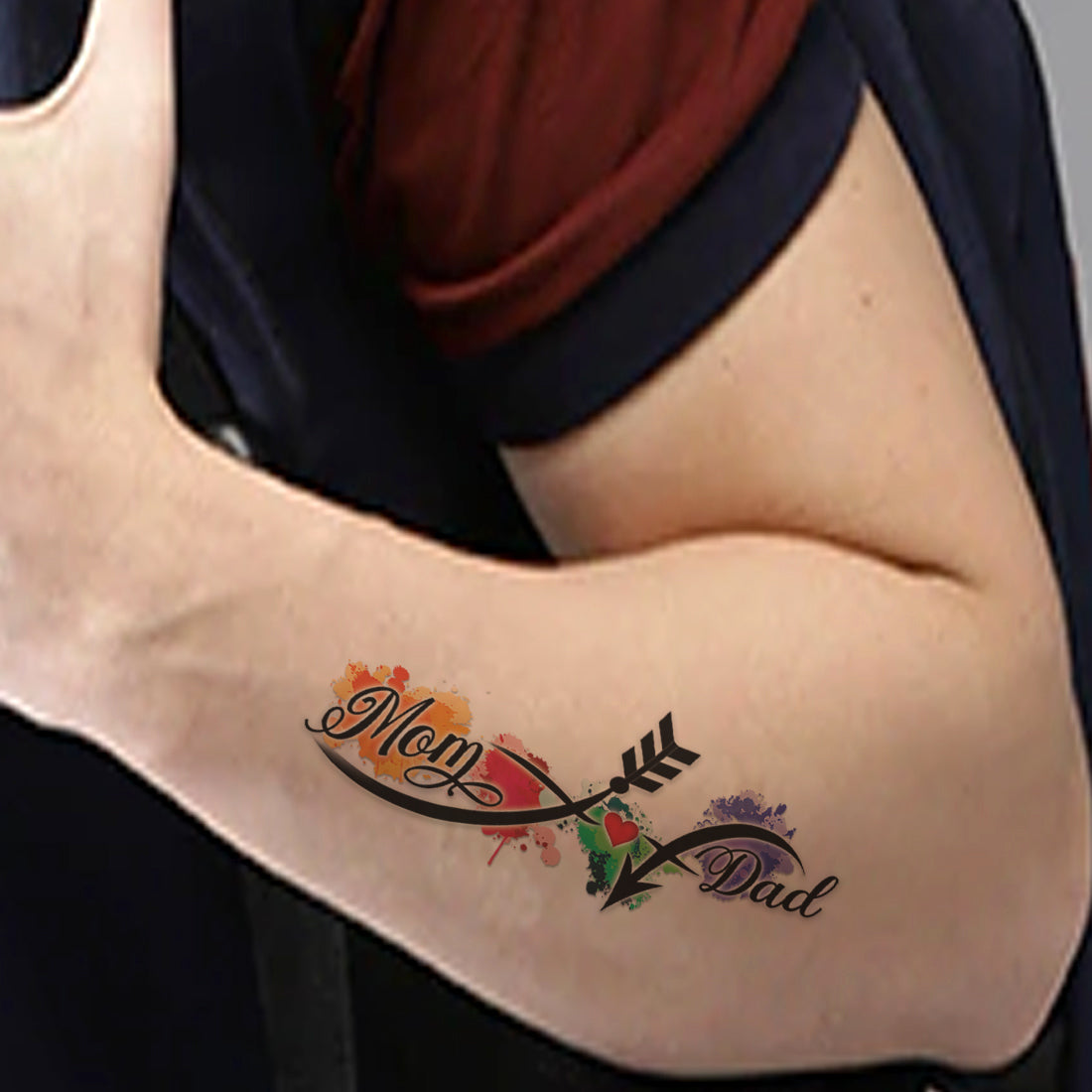 Mom and Dad with Arrow Tattoo Waterproof For Boys and Girls Temporary Body Tattoo