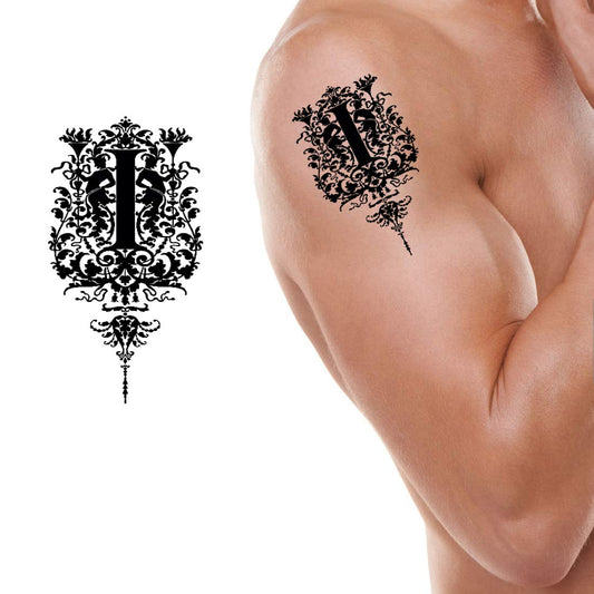 Temporary Tattoowala Name I Letter Alphabet Design Body Temporary Tattoo Waterproof For Girls Men Women