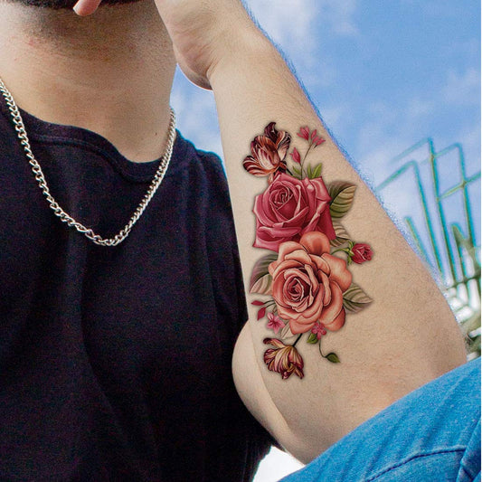 TEMPORARY TATTOOWALA Realistic Multicolor Rose Temporary waterproof tattoos For Men & Women