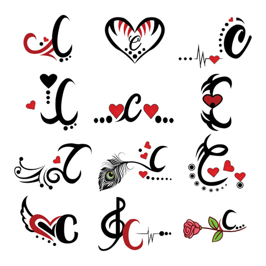 C Name Alphabet Tattoo Waterproof For Men and Women Temporary Body Tattoo