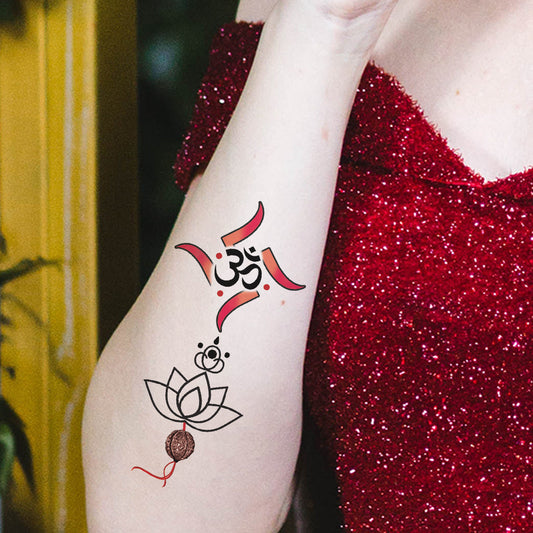 Swastik Om Louts Tattoo Girls Waterproof For Men and Women Temporary Tattoo