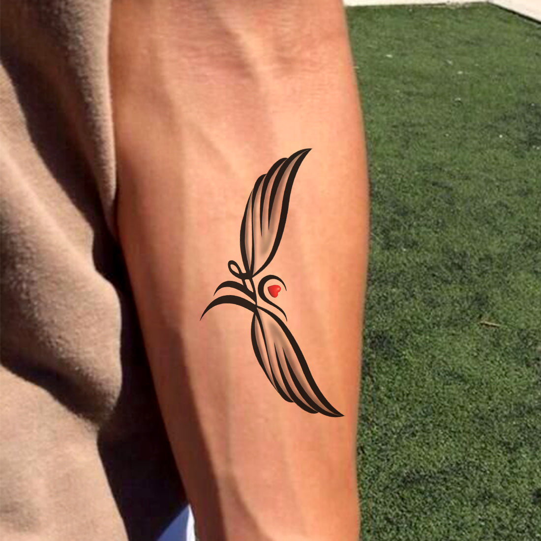Maa with Wings and Heart Tattoo Waterproof For Boys and Girls Temporary Body Tattoo