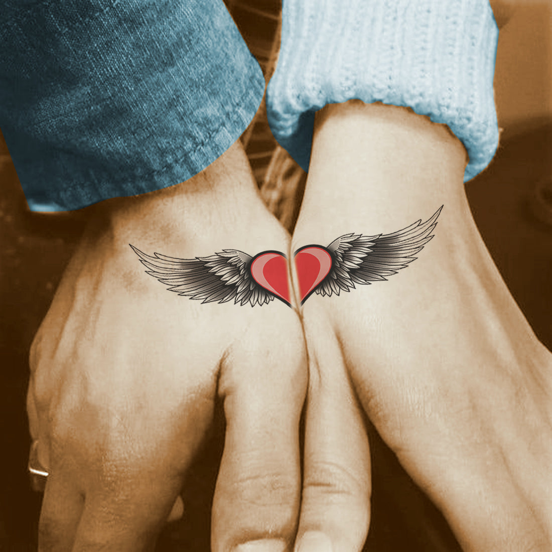 Heart With Wing Two Pack Temporary Tattoo Waterproof For Male and Female Temporary Body Tattoo