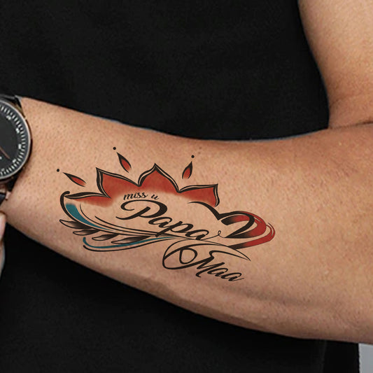 Miss You Papa Maa Tattoo Family Waterproof For Women Temporary Tattoo