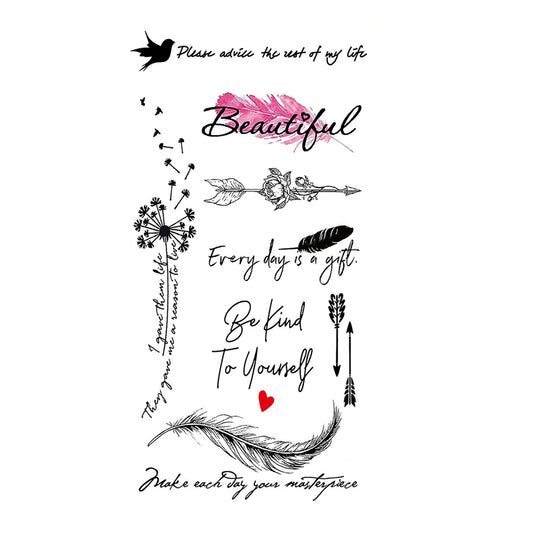 Beautiful Quotes Tattoo Birds with Feather Waterproof Boys and Girls Temporary Body Tattoo