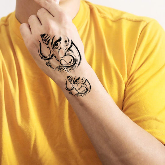 Temporary Tattoowala Om Namah Shivay Ganesh Ji Eye Body Temporary Tattoo