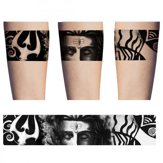 Lord Shiva with Trishul Tribal Hand Band Temporary Body Tattoo  (Shiva with Trishul Tribal Hand Band Tattoo
