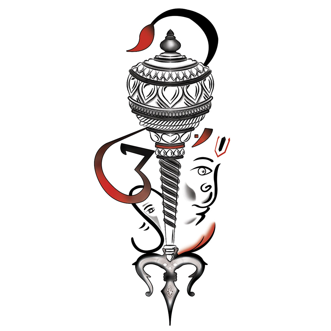 Hanuman and Gada Tattoo Ganesha Waterproof For Men and Women Temporary Body Tattoo