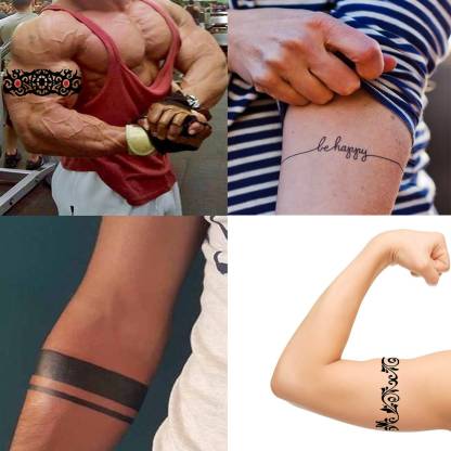 voorkoms New Band Heart Hand Temporary Tattoos (combo 4 Pcs)  (New Hand Band Temporary Tattoo)