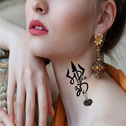 Temporary Tattoowala Maa Paa with Rudhrakas Tattoo Men and Women Waterproof Temporary Body Tattoo