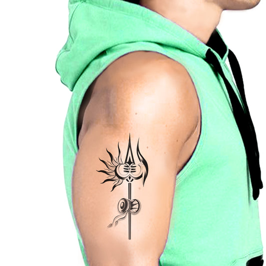 God Shiv Trishul With Damru Temporary Tattoo Waterproof For Male and Female Temporary Body Tattoo