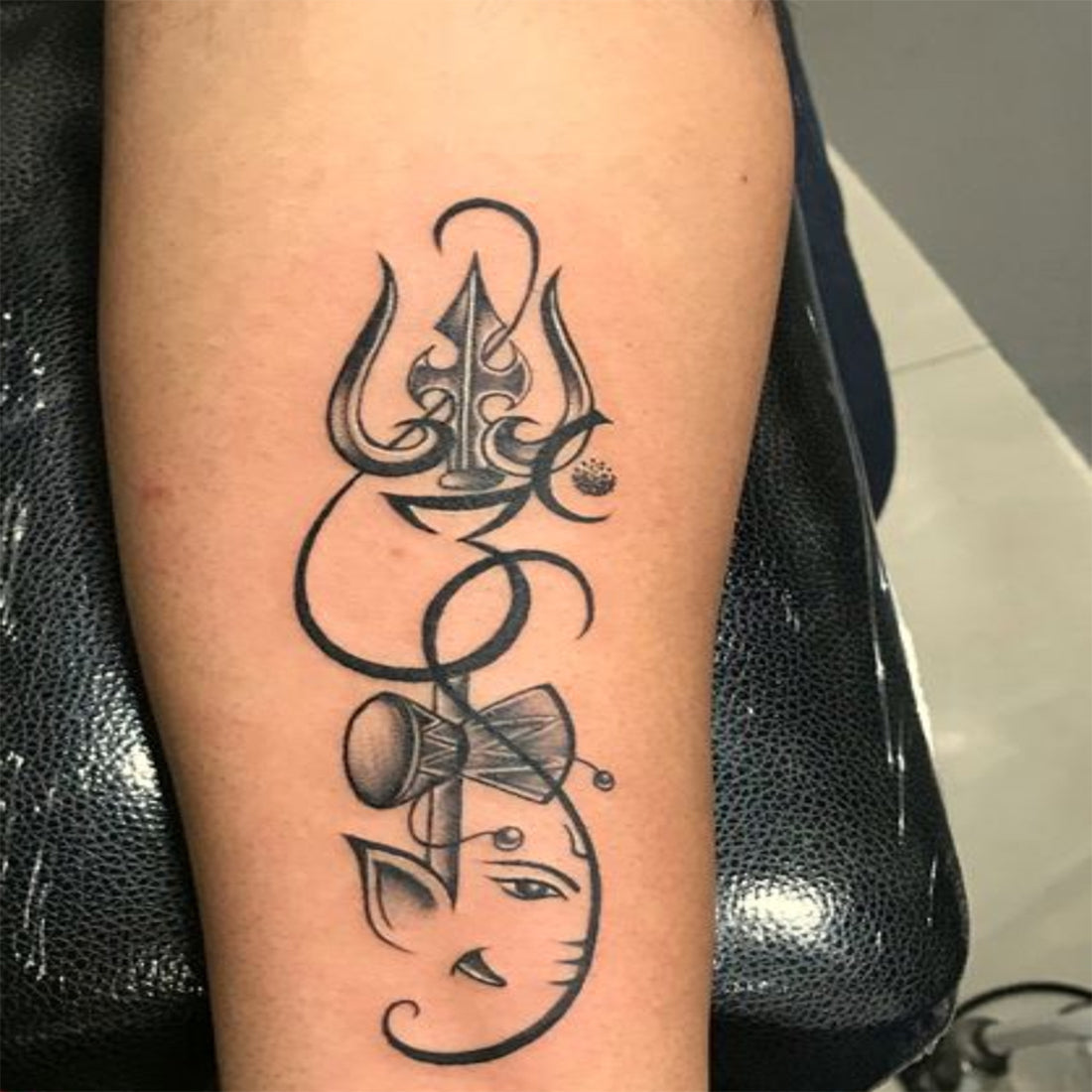 Temporary Tattoo Wala Trishul with Ganesha God Tattoo For Boy and Girl Temporary Body Tattoo Waterproof Sticker