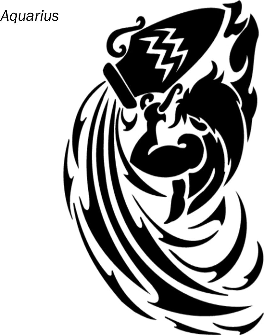 Aquarius Zodiac Sign Design Temporary Tattoo For Man and Woman Temporary Tattoo