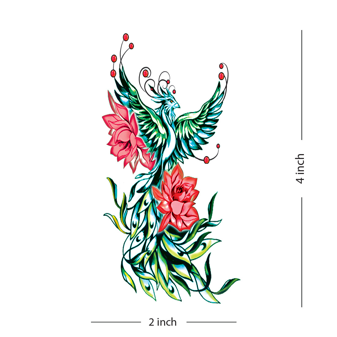 Flower Phonix Angle Temporary Tattoo Waterproof For Boys and Girls Temporary Body Tattoo