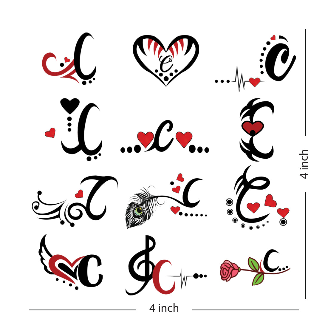 C Name Alphabet Tattoo Waterproof For Men and Women Temporary Body Tattoo
