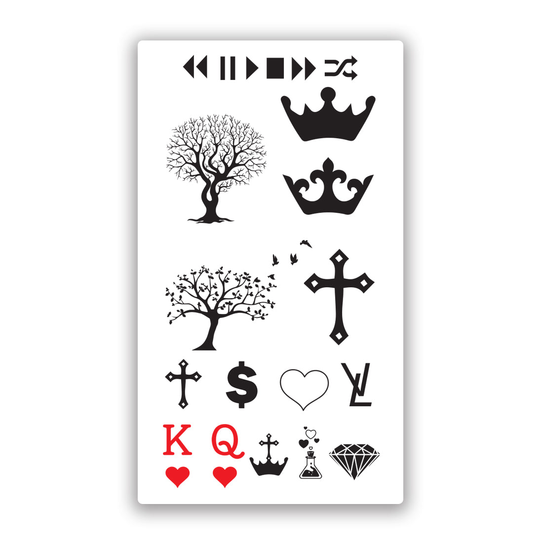Croos , Crown ,Tree, Diamond Tattoo Waterproof For Girls Boys Temporary Body Tattoo