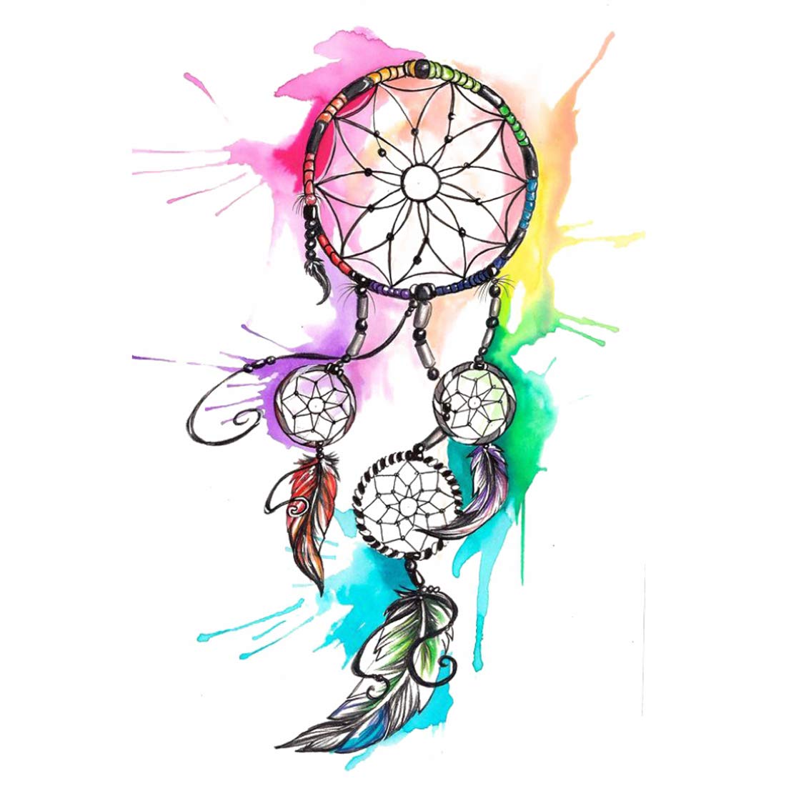 Multicolor Dream Catcher Waterproof Male and Female Temporary Body Tattoo - Temporarytattoowala